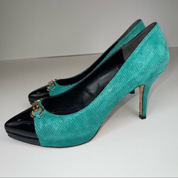 White House Black Market Jade Green Black Pump Heel 9.5 - Picture 15 of 16